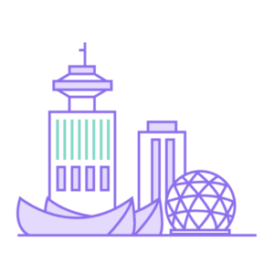 Graphic depicting Vancouver, Canada, landmarks